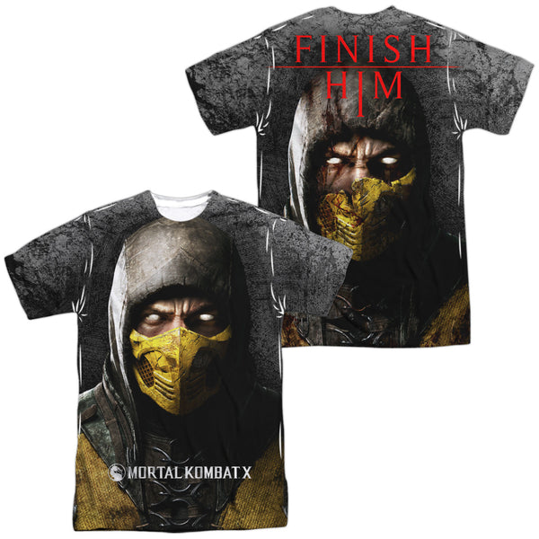 Mortal Kombat X - Finish Him (Front - Back Print) Adult Regular Fit Short Sleeve 100% Poly