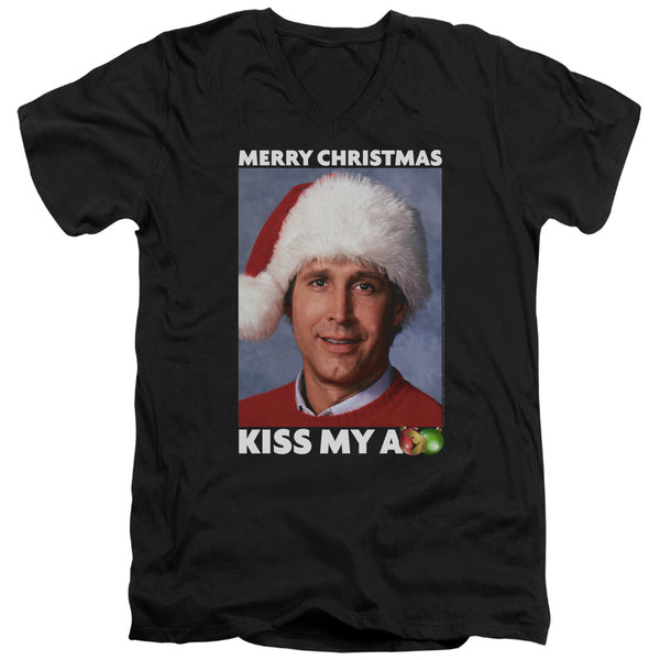 Christmas Vacation - Merry Kiss Adult Slim Fit V Neck Cotton