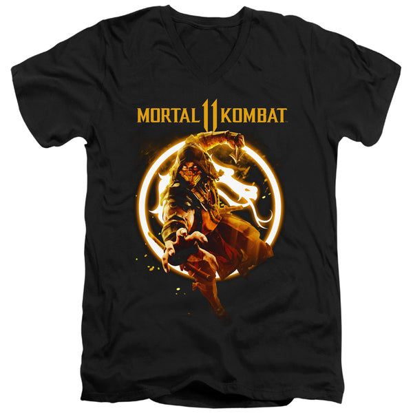 Mortal Kombat 11 - Scorpion Flames Adult Slim Fit V Neck Cotton