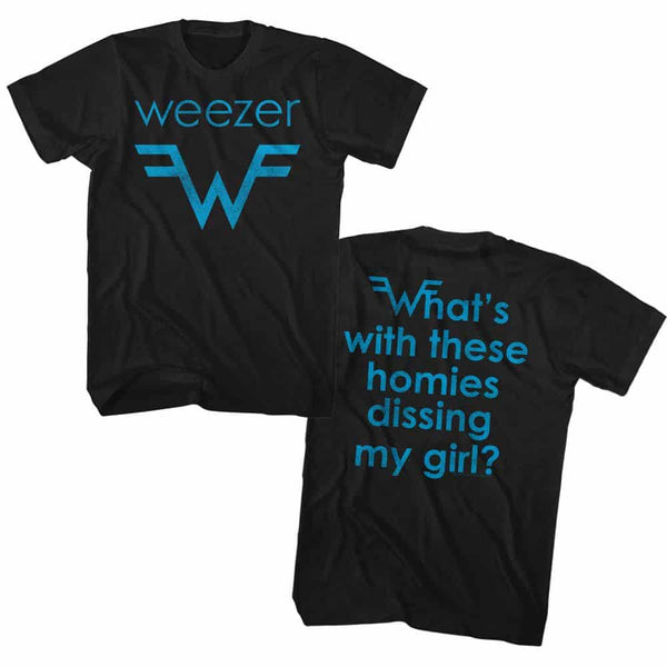 Weezer-Blu Logo And Lyrics- S/S Tshirt 2-Sided