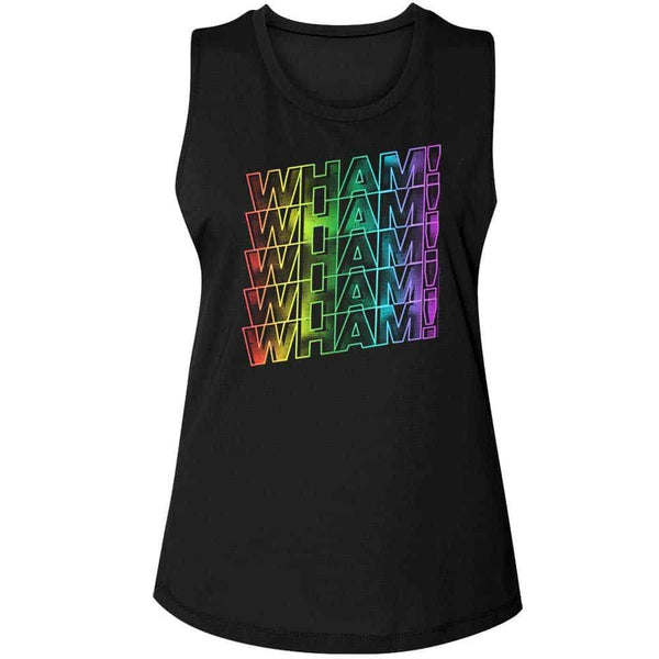 Wham-Rainbow Logos- Ladies Muscle Tank