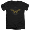 Wonder Woman Movie - Distressed Logo Adult Slim Fit V Neck Cotton