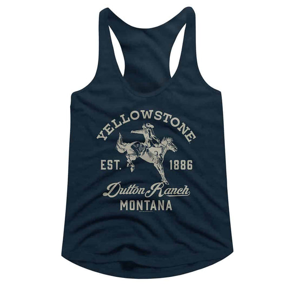 YELLOWSTONE-YELLOWSTONE DUTTON RANCH COWBOYIDNIGHT NAVY LADIES RACERBACK