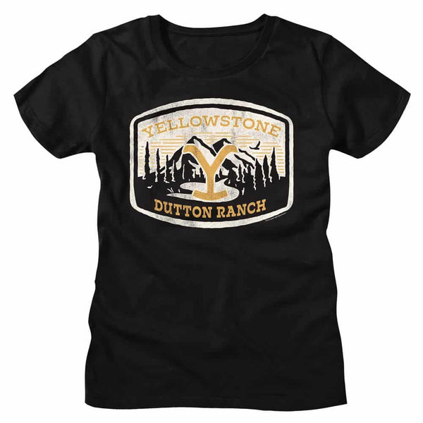 YELLOWSTONE-YELLOWSTONE DUTTON RANCH PATCH-BLACK LADIES S/S TSHIRT