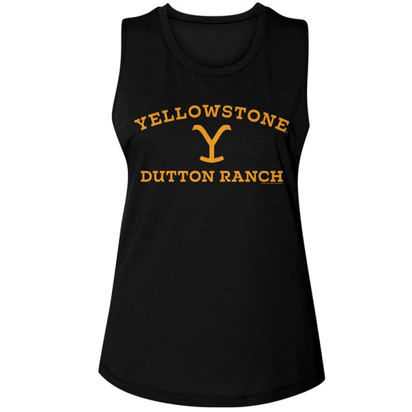 YELLOWSTONE-YELLOWSTONE LIGHT LOGO-BLACK LADIES MUSCLE TANK