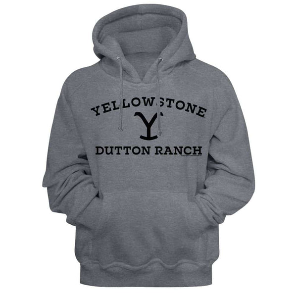 YELLOWSTONE-YELLOWSTONE DARK LOGO-GUNMETAL HEATHER ADULT L/S SWEATSHIRT W/HOOD