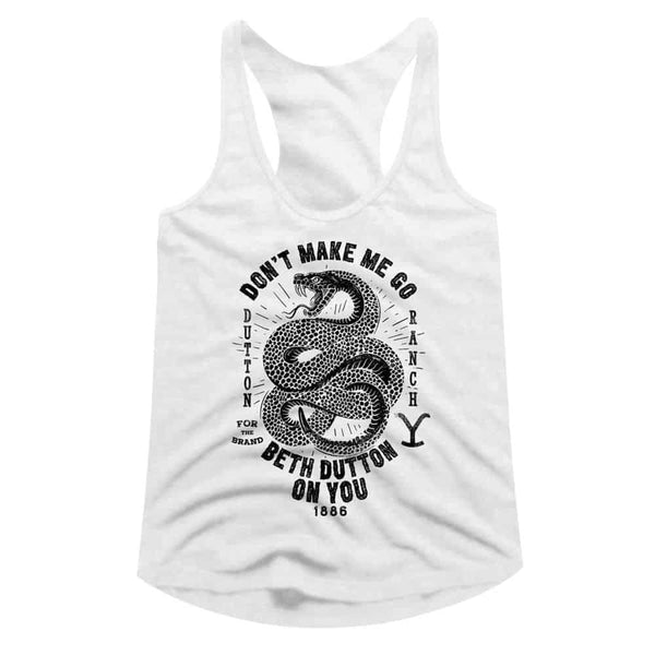 YELLOWSTONE-YELLOWSTONE SNAKE DONT MAKE ME-WHITE LADIES SLIMFIT RACERBACK