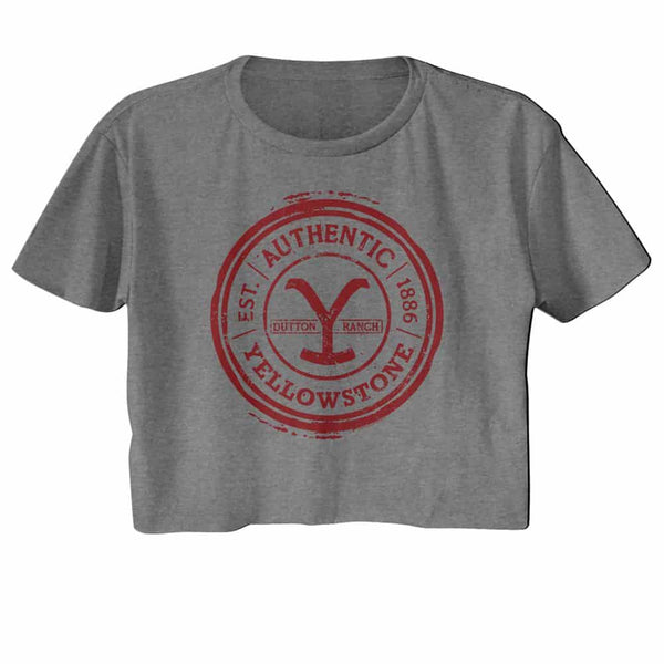 YELLOWSTONE-YELLOWSTONE AUTHENTIC CIRCLE-GRAPHITE HEATHER LADIES S/S FESTIVAL CALI CROP
