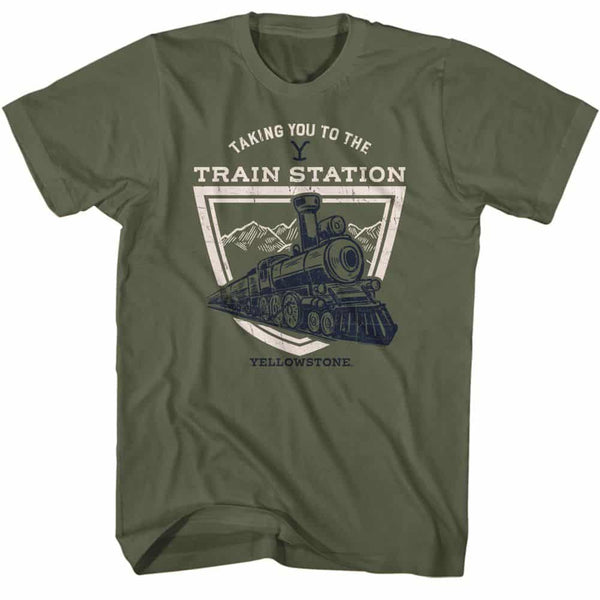 Yellowstone Train Station Badge- S/S Tshirt