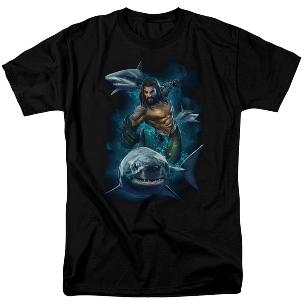 Aquaman Movie - Swimming With Sharks Adult Regular Fit Short Sleeve
