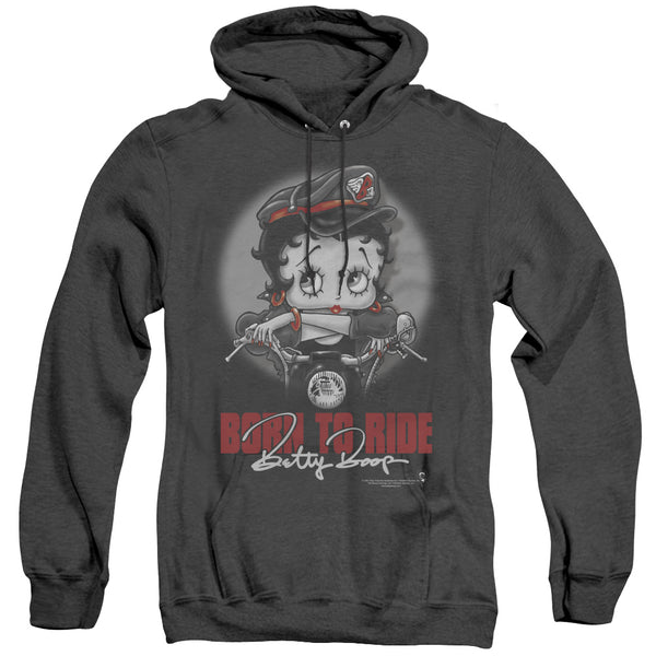 Betty Boop - Born To Ride Adult Heather Hoodie