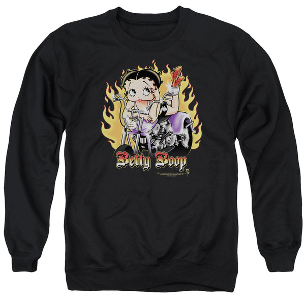 Betty Boop - Biker Flames Boop Adult Crewneck Sweatshirt