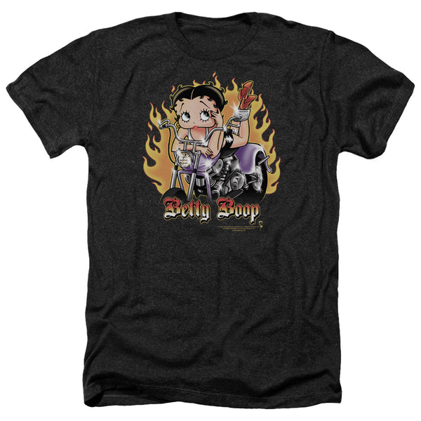 Betty Boop - Biker Flames Boop Adult Regular Fit Heather Short Sleeve
