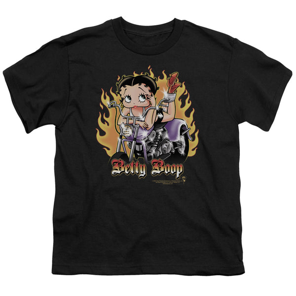 Betty Boop - Biker Flames Boop Youth Short Sleeve
