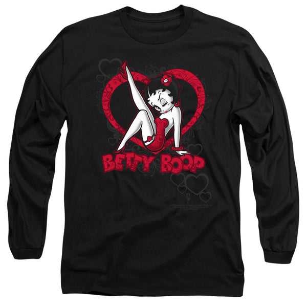 Betty Boop - Scrolling Hearts Adult Long Sleeve