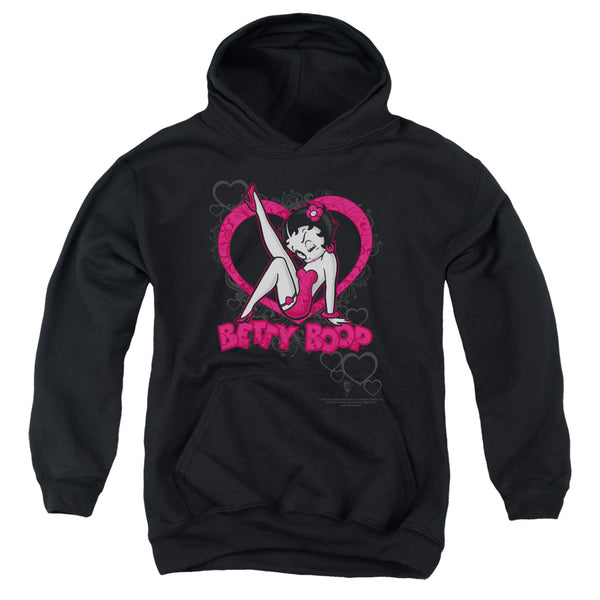 Betty Boop - Scrolling Hearts Youth Hooded Sweatshirt
