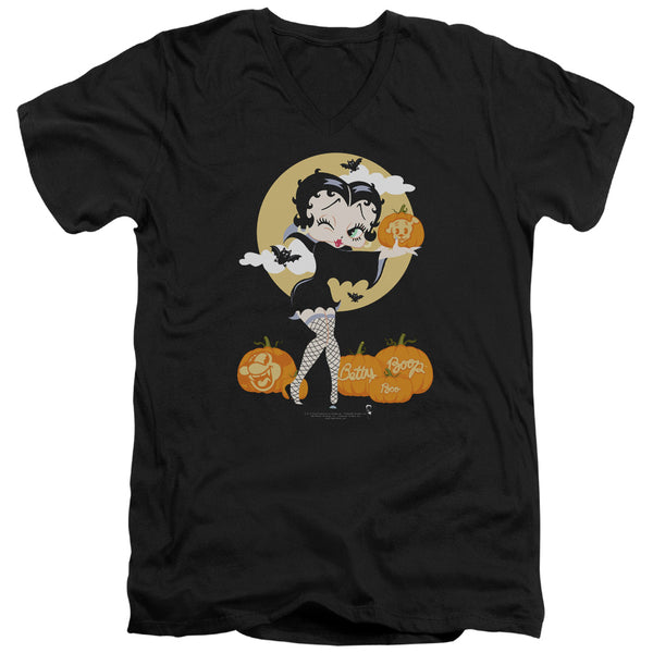 Betty Boop - Vamp Pumkins Adult Slim Fit V Neck Cotton