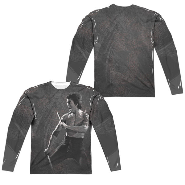 Bruce Lee - Dragon Print L - S Adult Poly Crew