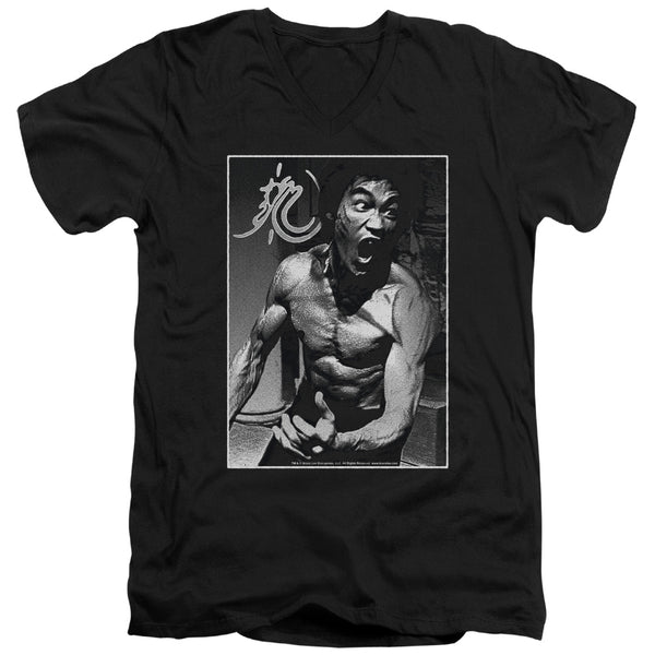 Bruce Lee - Focused Rage Adult Slim Fit V Neck Cotton