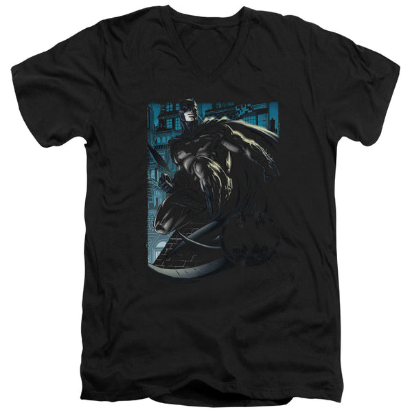 Batman - Knight Falls In Gotham Adult Slim Fit V Neck Cotton