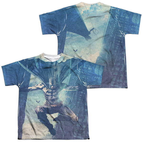 Batman - Skyscrapers (Front - Back Print) Youth Short Sleeve 100% Poly