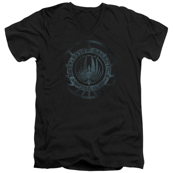 Battlestar Galactica (New) - Faded Emblem Adult Slim Fit V Neck Cotton