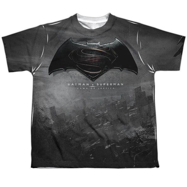 Batman Vs Superman - Logo City Youth Short Sleeve 100% Poly
