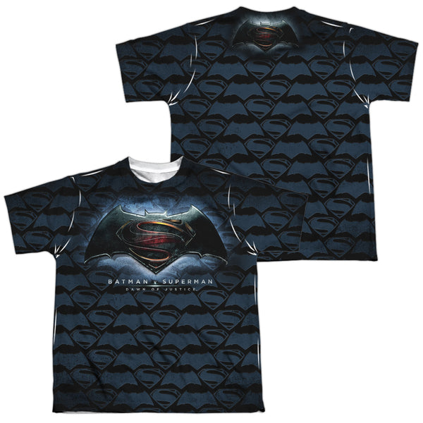 Batman Vs Superman - Logo Pattern (Front - Back Print) Youth Short Sleeve 100% Poly
