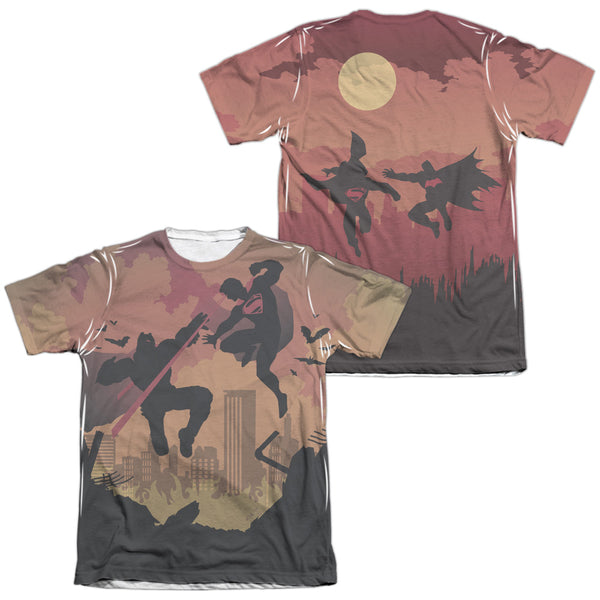 Batman V Superman - Silhouette Fight (Front - Back Print) Adult Regular Fit Short Sleeve 65 - 35 Poly - Cotton