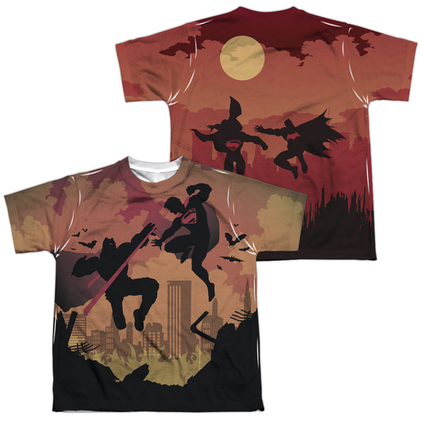 Batman V Superman - Silhouette Fight (Front - Back Print) Youth Short Sleeve 100% Poly