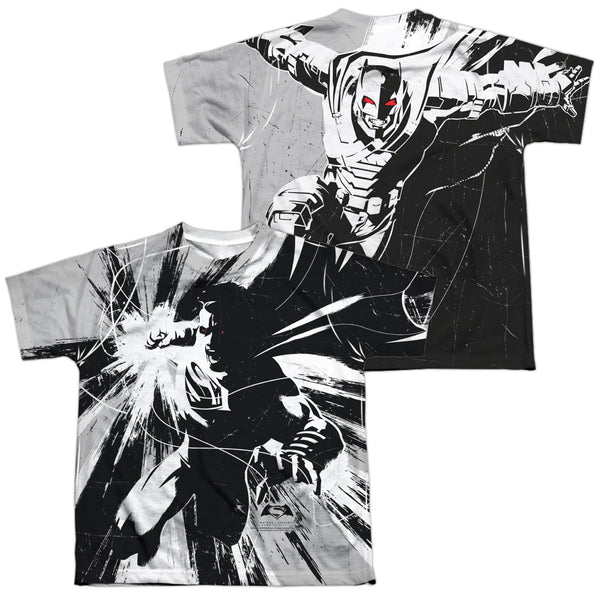 Batman V Superman - Graphic Contrast (Front - Back Print) Youth Short Sleeve 100% Poly