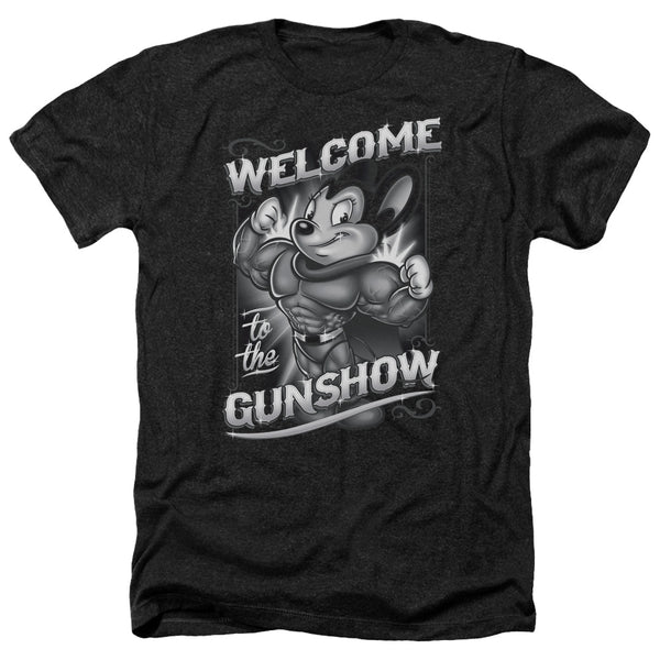 Mighty Mouse - Mighty Gunshow Adult Regular Fit Heather Short Sleeve