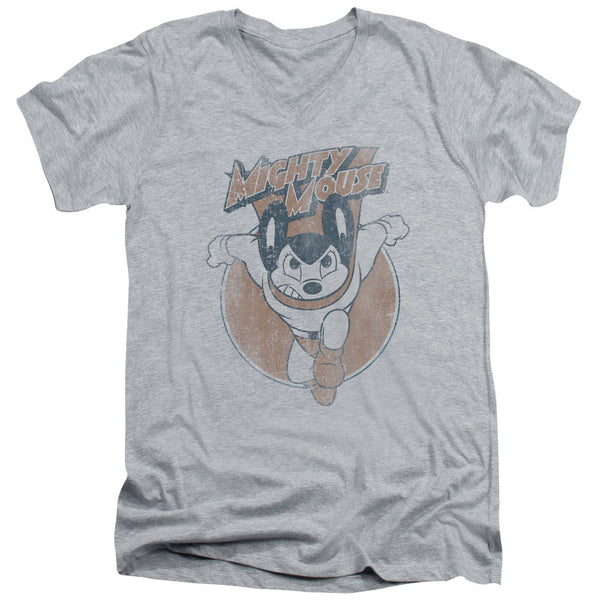 Mighty Mouse - Flying With Purpose Adult Slim Fit V Neck Cotton