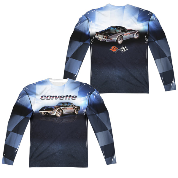 Chevrolet - Blue Vette Check Flag (Front - Back Print) L - S Adult Poly Crew