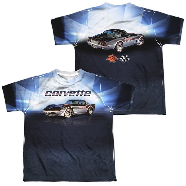 Chevrolet - Blue Vette Check Flag (Front - Back Print) Youth Short Sleeve 100% Poly