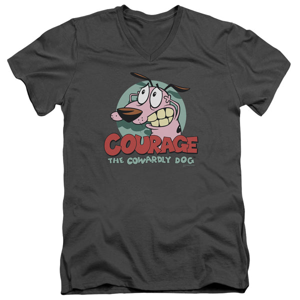 Courage The Cowardly Dog - Courage Adult Slim Fit V Neck Cotton