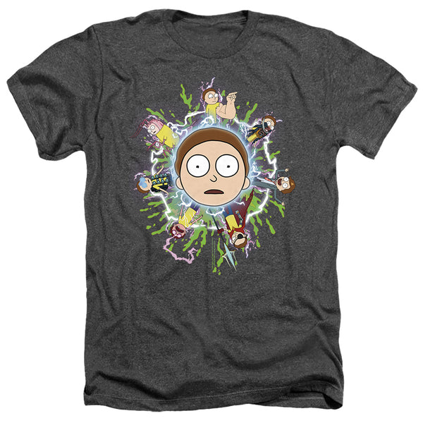 Rick And Morty - Multiple Morty Adult Regular Fit Heather Short Sleeve