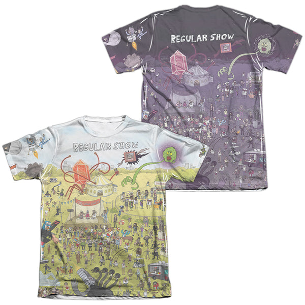 Regular Show - Group Shot (Front - Back Print) Adult Regular Fit Short Sleeve 65 - 35 Poly - Cotton