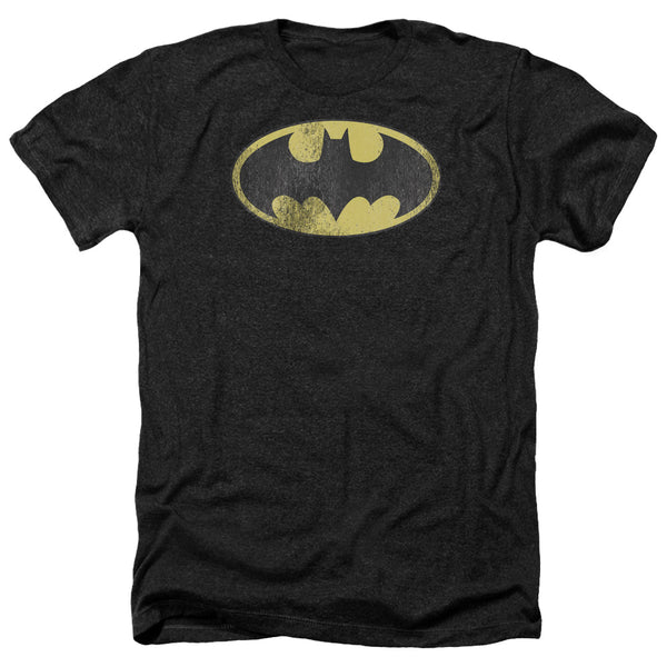 DC - Retro Bat Logo Distressed Adult Regular Fit Heather Short Sleeve