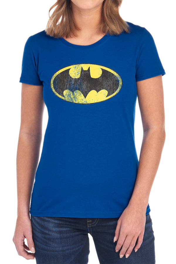 DC - Retro Bat Logo Distressed Women's Short Sleeve