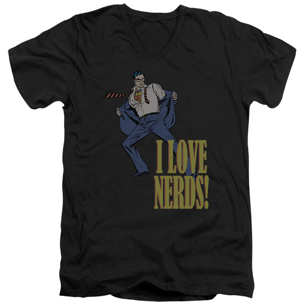 DC - I Love Nerds Adult Slim Fit V Neck Cotton