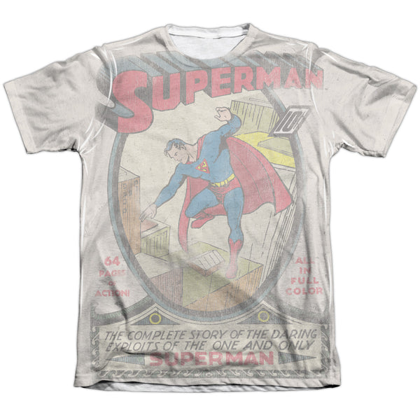 DC - Superman #1 Distressed Adult Regular Fit Short Sleeve 65 - 35 Poly - Cotton