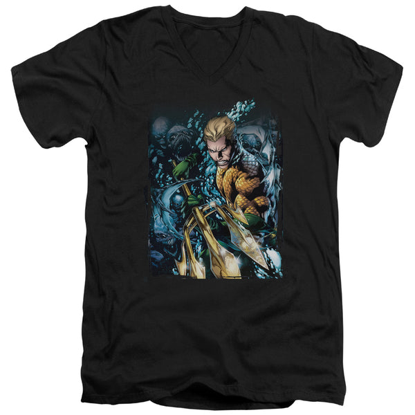 JLA - Aquaman #1 Adult Slim Fit V Neck Cotton
