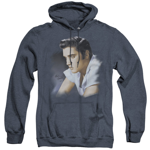 Elvis Presley - Blue Profile Adult Heather Hoodie