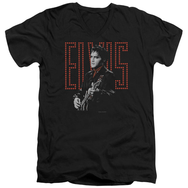 Elvis Presley - Red Guitarman Adult Slim Fit V Neck Cotton