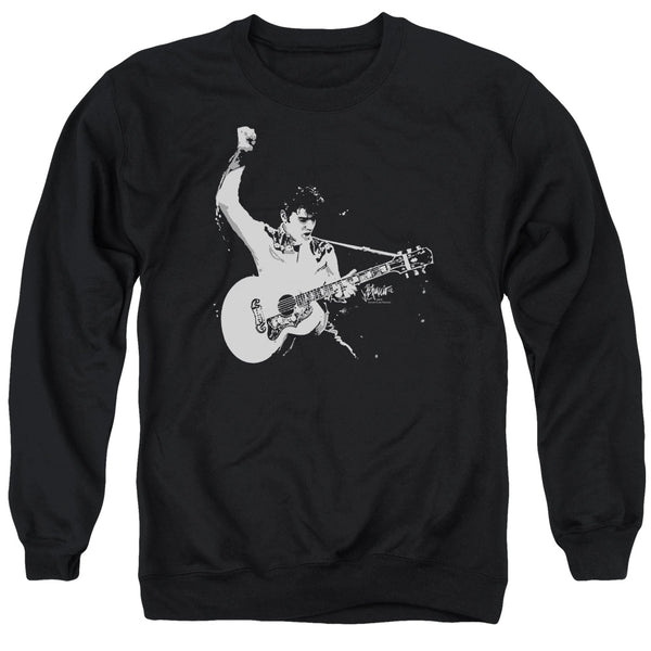 Elvis Presley - Black&White Guitarman Adult Crewneck Sweatshirt