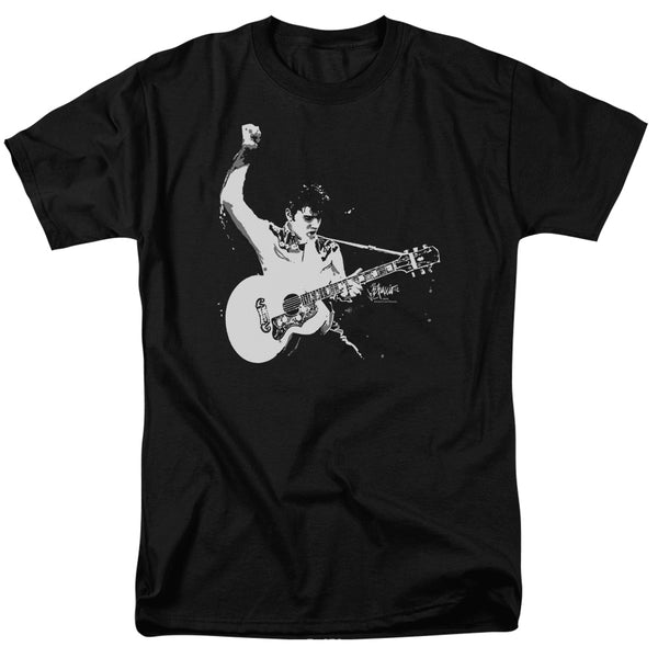 Elvis Presley - Black&White Guitarman Adult Regular Fit Short Sleeve