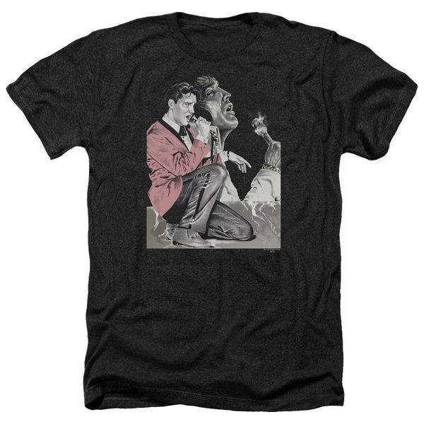 Elvis Presley - Rock N Roll Smoke Adult Regular Fit Heather Short Sleeve