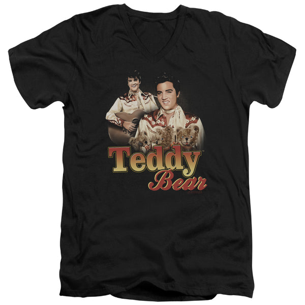 Elvis Presley - Teddy Bear Adult Slim Fit V Neck Cotton