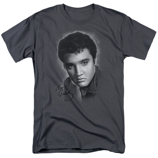 Elvis Presley - Grey Portrait Adult Regular Fit Short Sleeve
